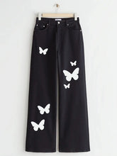 BLACK BUTTERFLY WIDE LEG JEANS - THE VOGUE APPARELS